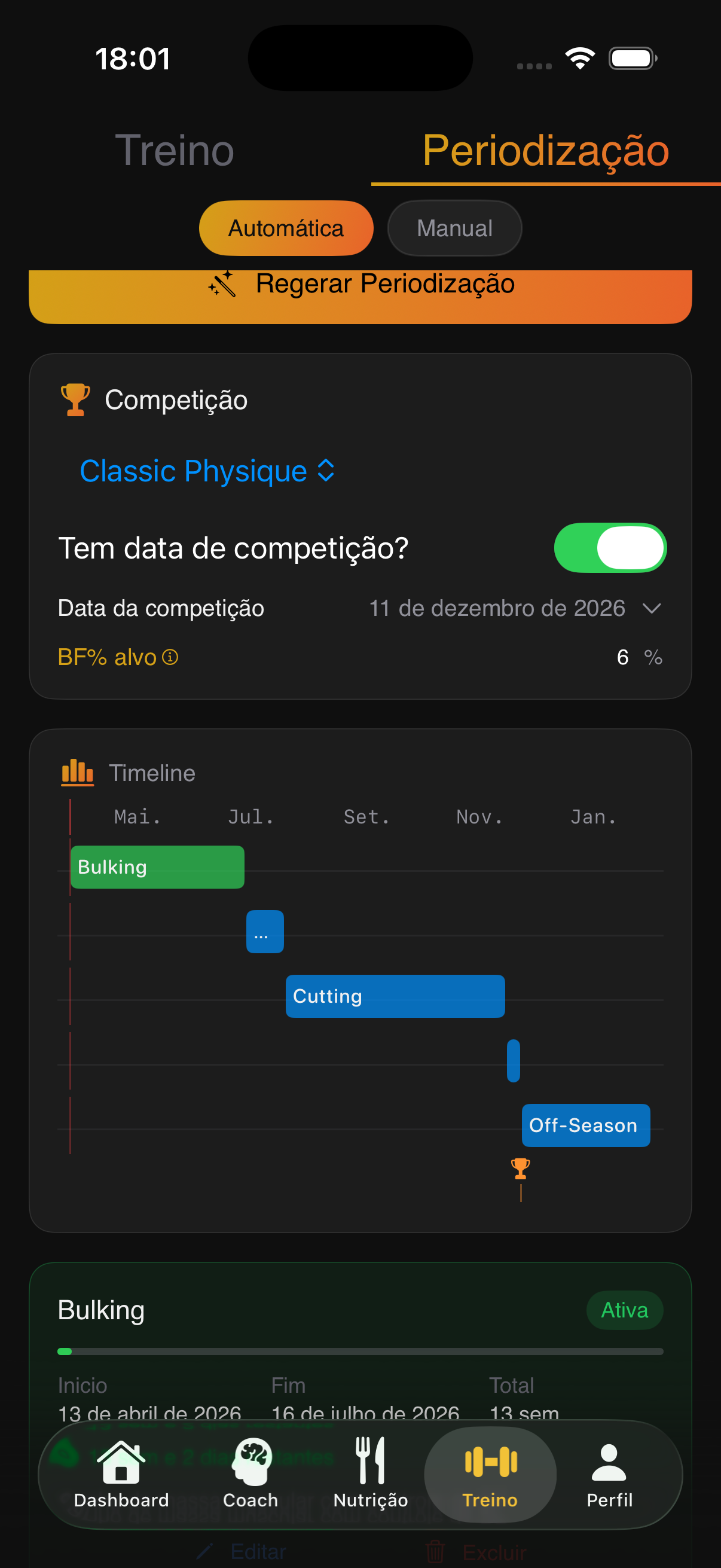 Periodização — timeline de fases