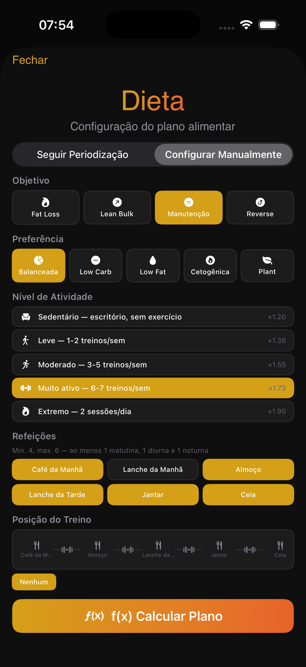 Nutrição — plano alimentar